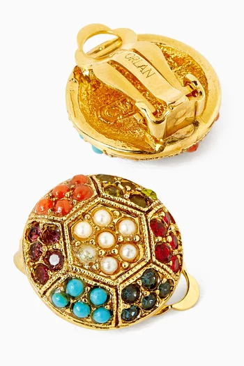 1980s Vintage Colourful Round Clip-on Earrings