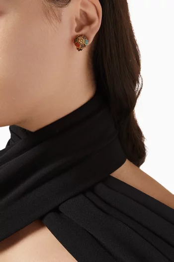 1980s Vintage Colourful Round Clip-on Earrings