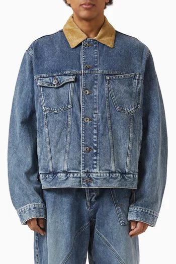 Corduroy Collar Jacket in Denim