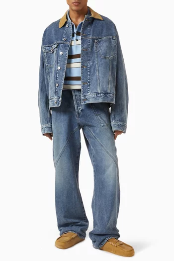 Striped Rugby Polo Sweater in Wool-blend