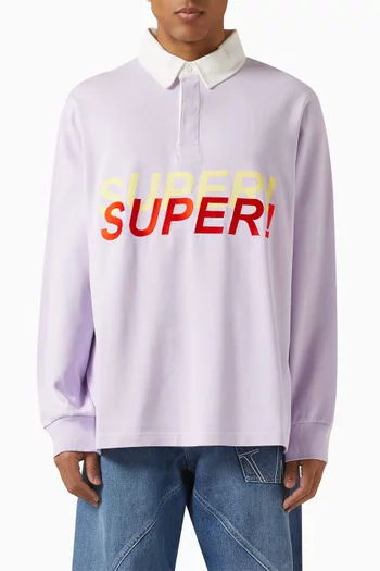 تي شيرت بولو راجبي بطبعة Super Super قطن