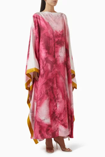 فستان سابرينا طويل مزين بنقشة