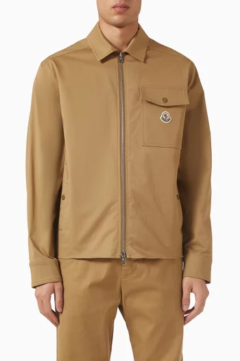 Shirt Jacket in Cotton Blend Gabardine