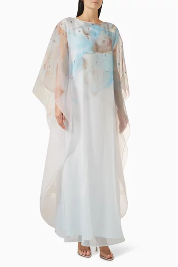 قفطان مزين بنقشة وكشكش