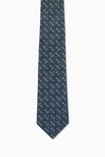 Horsebit Tie in Silk-jacquard