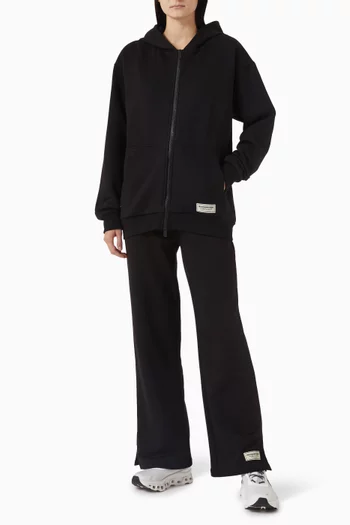 كنزة بغطاء رأس وسحّاب بقصة فضفاضة قطن