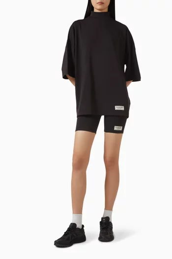 High-neck Exaggerated Sleeve T-shirt in Recycled Softskin