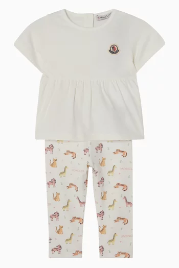 Logo Top & Printed Leggings Set