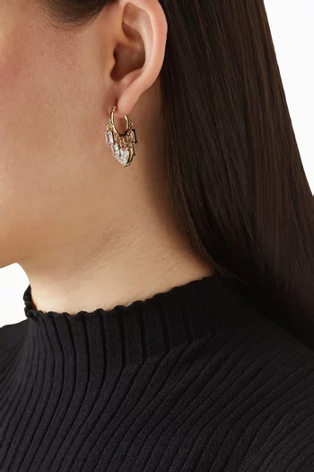 أقراط دائرية ميني مزينة بحلي نحاس