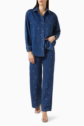 Embellished Straight-leg Jeans in Denim