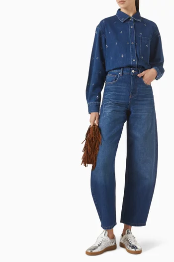 قميص مطرز بأحجار الراين دينم