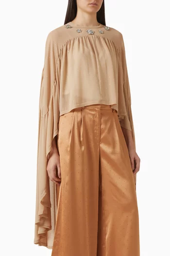 بلوزة مطرزة بالكريستال ستان