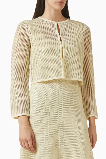 Sequin-embellished Cropped Cardigan in Knit
