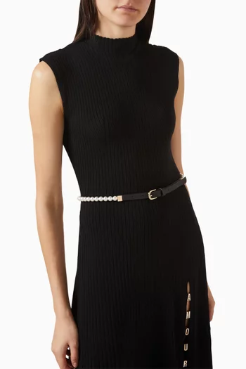 حزام رفيع خرز وجلد