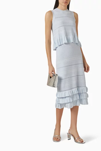 بلوزة منسوجة بتصميم جرس وكشكش