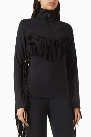 Whisper Fringed Ski Pully in Jersey