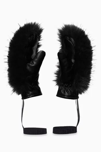 Hill Faux Fur Mittens in Leather