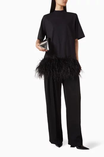 Feather-trim T-shirt Dress in Cotton