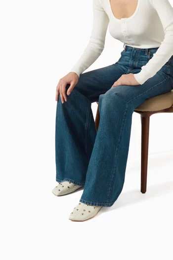 Stud-embellished Mules in Leather