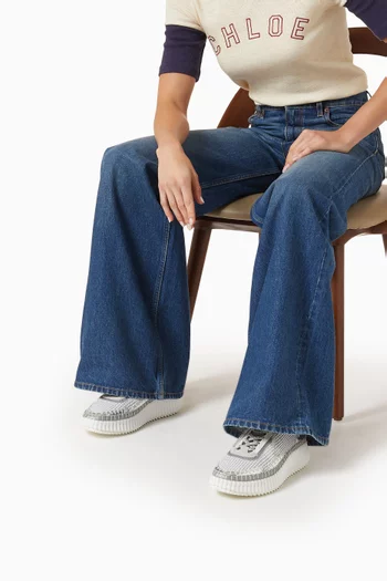 سنيكرز ناما قماش شبكي وجلد لامع