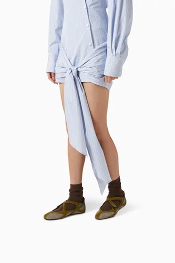 حذاء باليرينا فلور01 بكعب مسطح قماش شبكي وشمواه