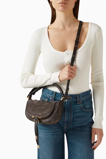 Small Marcie Shoulder Bag in Suede