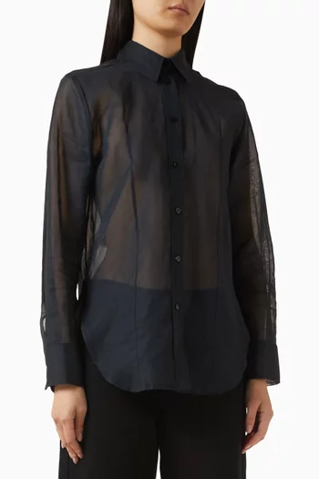 قميص بقصة ضيقة قطن أورجانزا