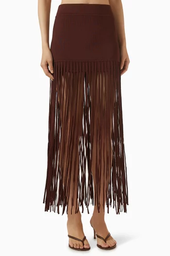 Carlyle Fringe Mini Skirt in Rayon Blend