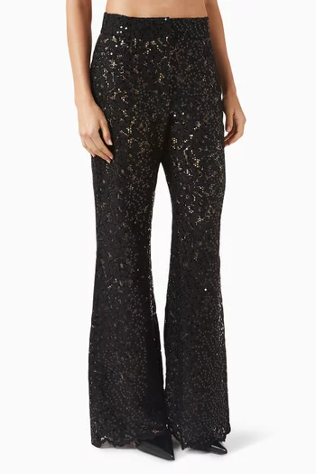 بنطال غايا بقصة ساق واسعة دانتيل