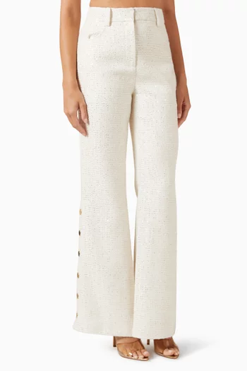 بنطال جريسي بأزرار تويد