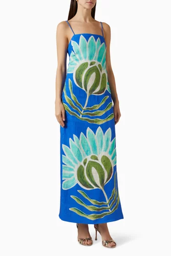 فستان سولسانا طويل مزيج كتان