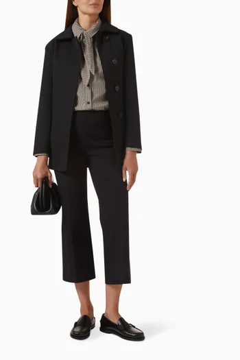 بلوزة قطن بفتحة رقبة بوشاح ونقشة مربعات