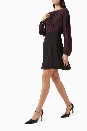 Flared Mini Skirt in Wool Blend