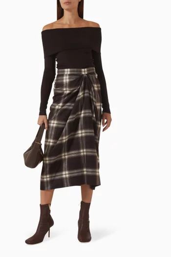 بلوزة صوف مارينو بفتحة رقبة بأكتاف مكشوفة