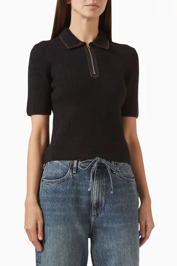 Caterina Zip Polo in Wool Blend