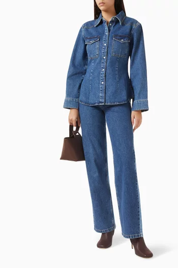 Anthea Fitted Waist Shirt in Denim