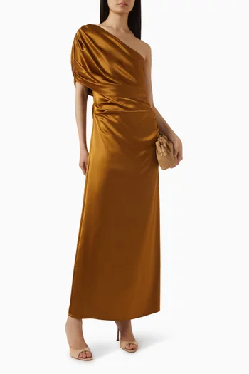 Cassia Drape Dress in Satin