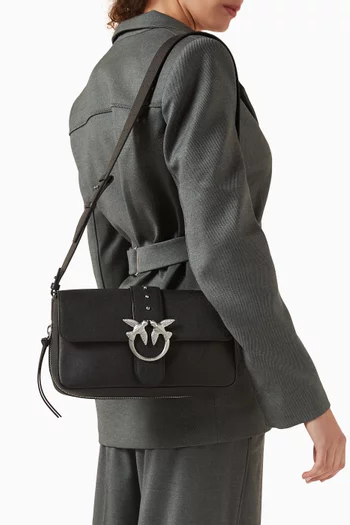 Medium Love One Slouchy Zip Bag in Leather