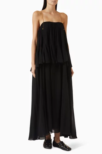 فستان برباط في الخلف حرير