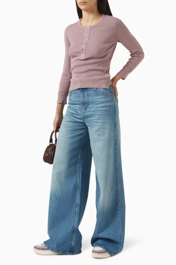 بنطال جينز بقصة ساق واسعة دينم