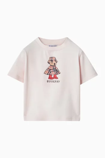 تي شيرت بطبعة دب في المطر قطن