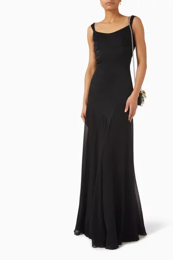 Scoop-neck Gown in Satin