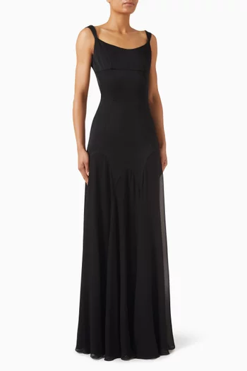 Scoop-neck Gown in Satin