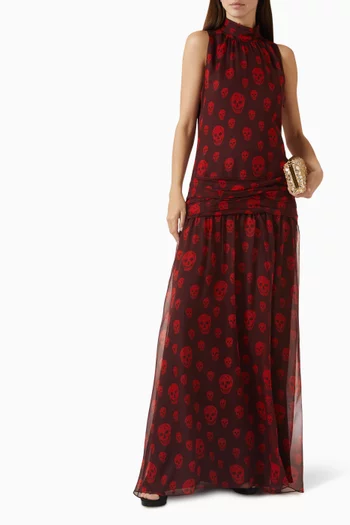 Skull-print Dress in Silk