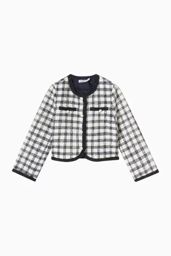 جاكيت بوكليه بنقشة مربعات مزيج صوف