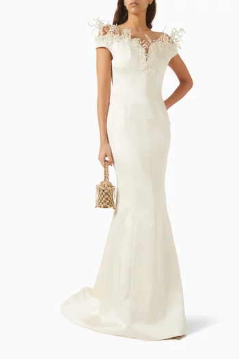 فستان سهرة مايريلي مزين بتطريزات تفتا