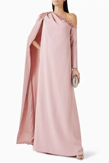 فستان سهرة لينيا بكتف مكشوف كريب