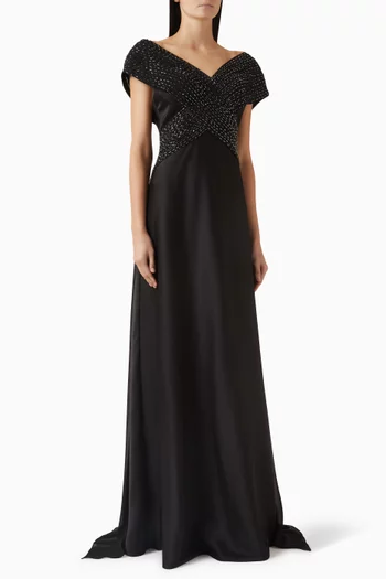 فستان سهرة كورديلاي ستان حريري وشيفون