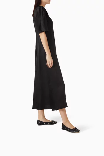 حذاء باليرينا سندريلون مرصع بالكريستال بكعب مسطح ستان