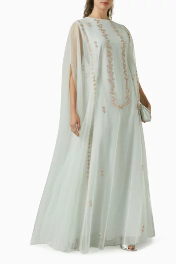 Embellished A-line Kaftan in Tulle